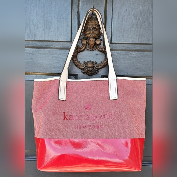 kate spade Handbags - Kate Spade Ash Street Logo Asphalt Red Tote Triple Compartment